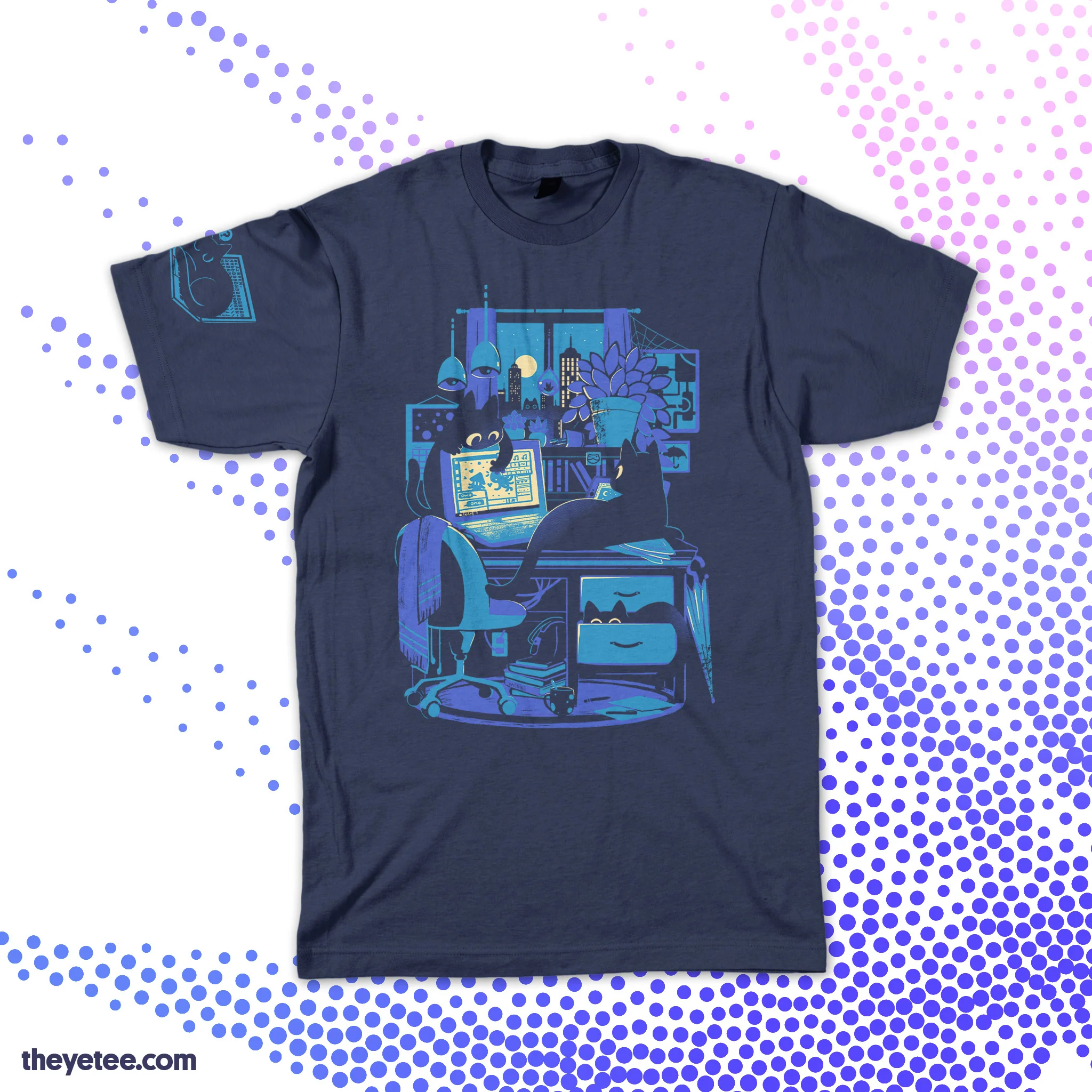 Night Shift Office Cats Tee - Image 4
